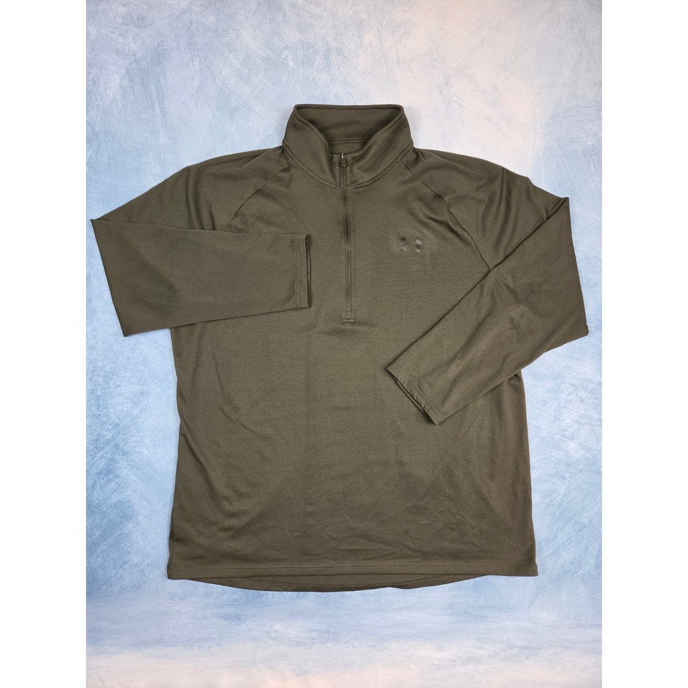 Under Armour HeatGear Men's Pullover XL Olive Green Loose 1/4 Zip Athletic
